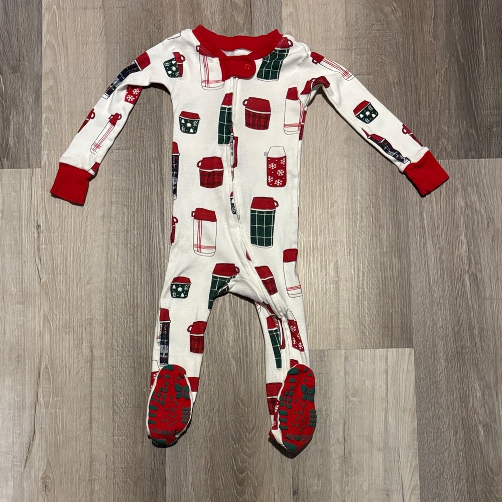 The Honest Company Red and White Kids Footie Pajamas